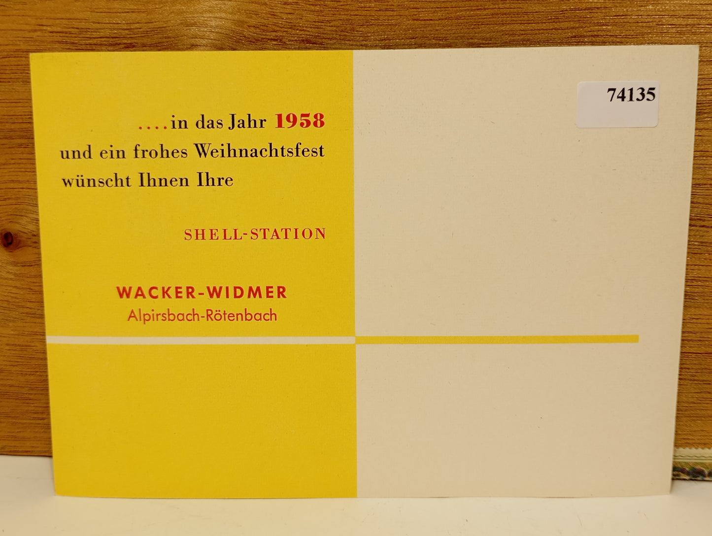 Shell Weihnachtskarte von 1958 (74135)