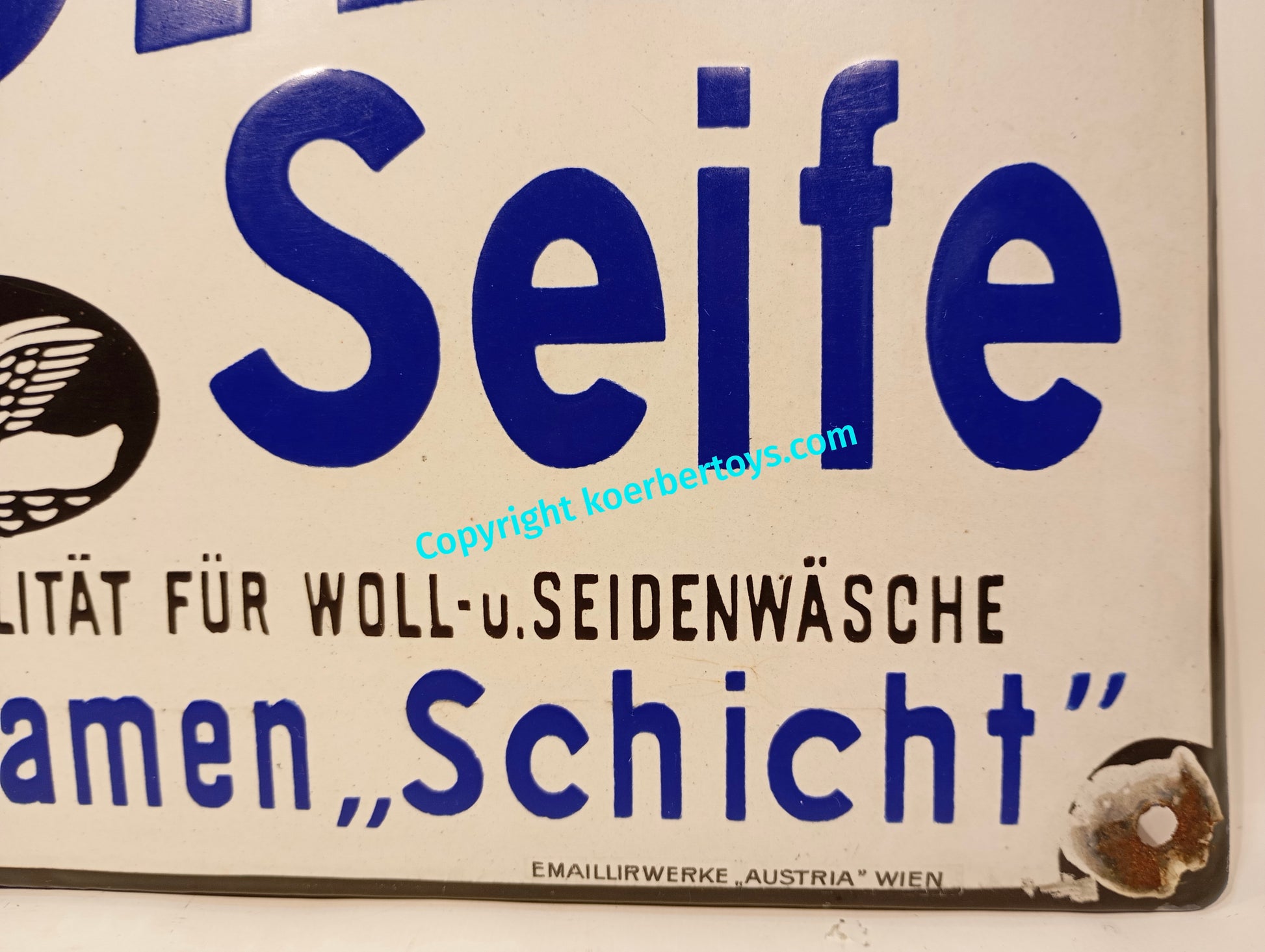 Emailschild Schicht Seife