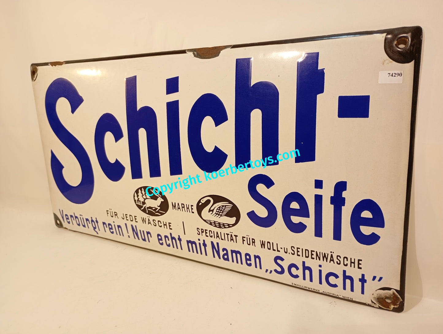 Emailschild Schicht Seife