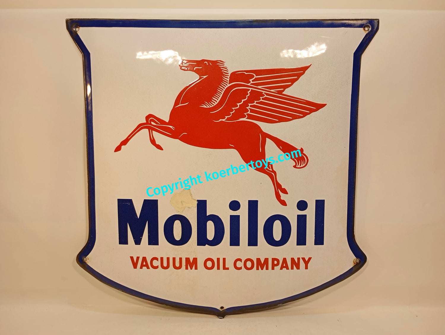 Emailschild Mobiloil von 1950