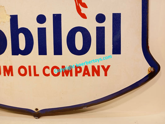 Emailschild Mobiloil von 1950