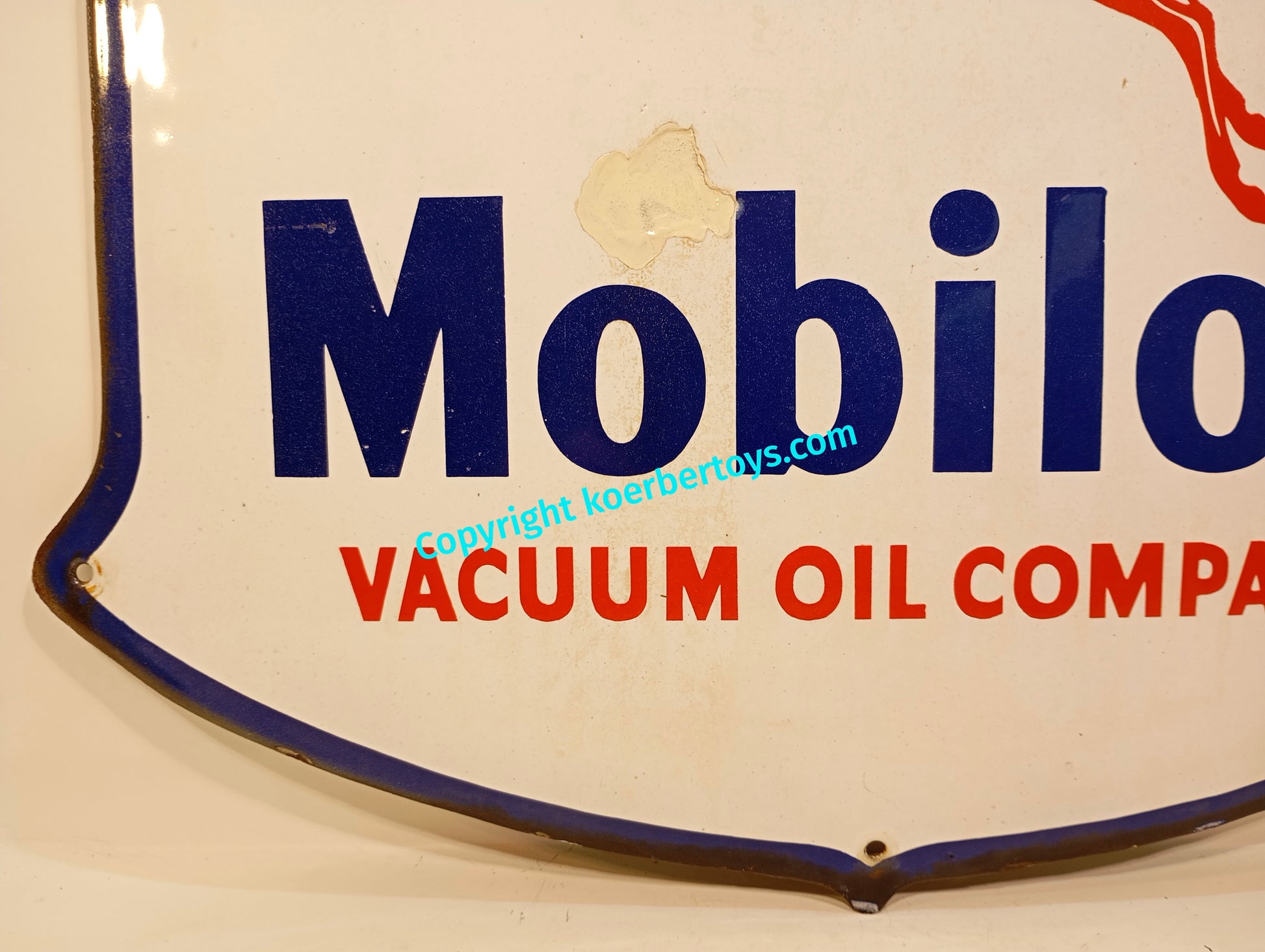 Emailschild Mobiloil von 1950