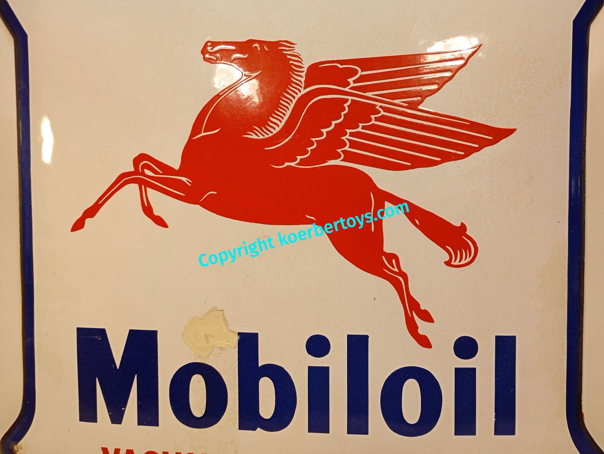 Emailschild Mobiloil von 1950