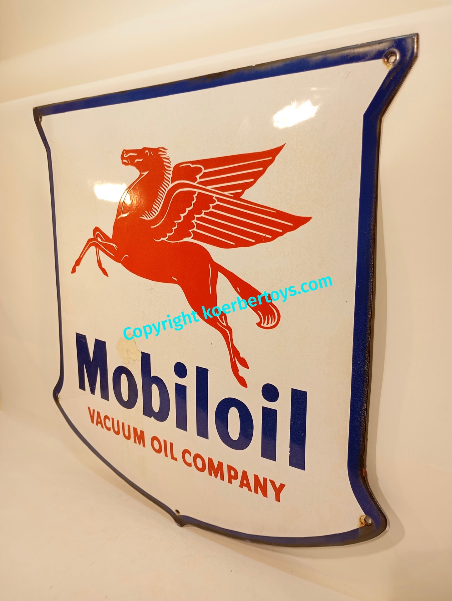 Emailschild Mobiloil von 1950