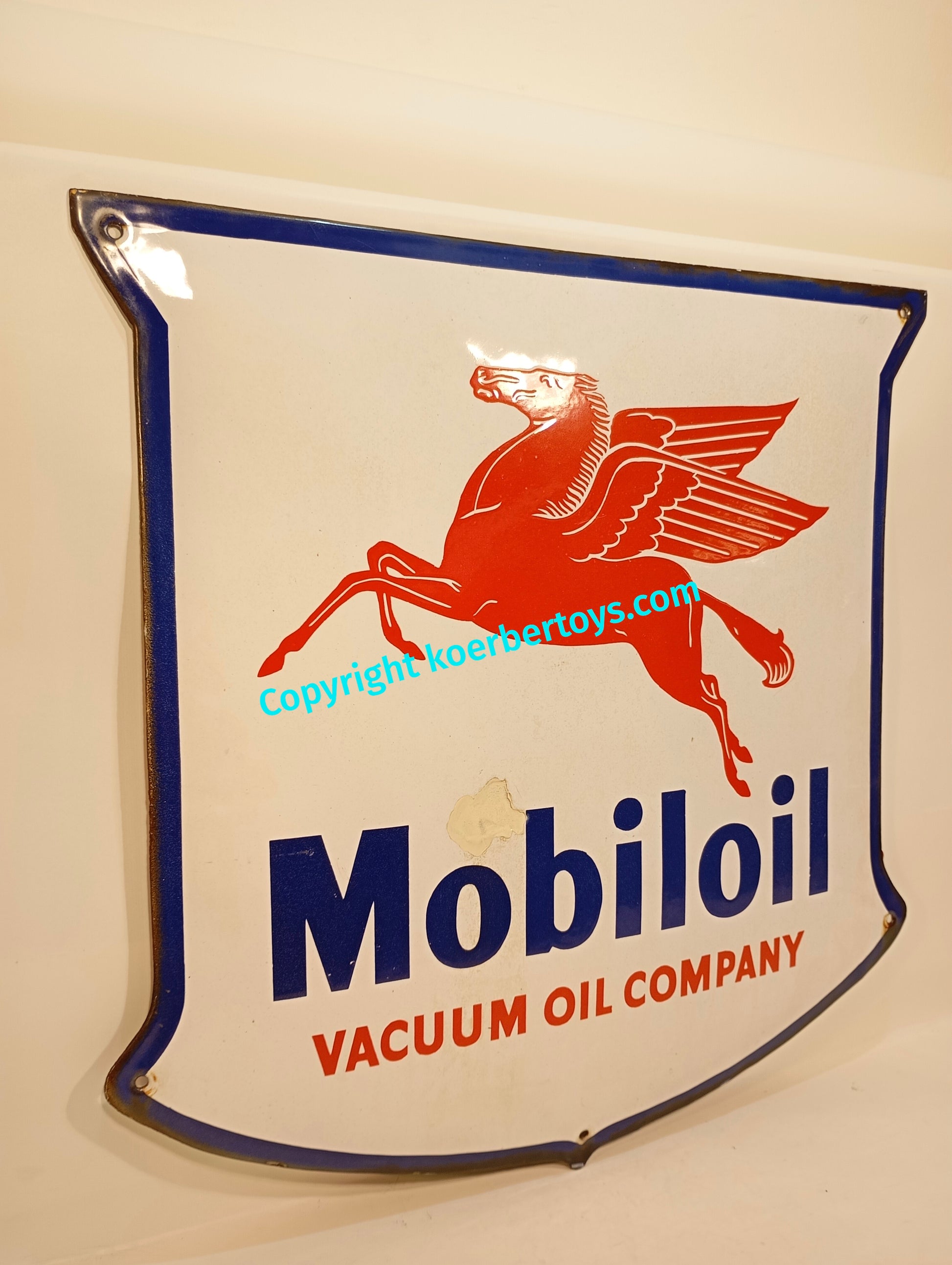 Emailschild Mobiloil von 1950