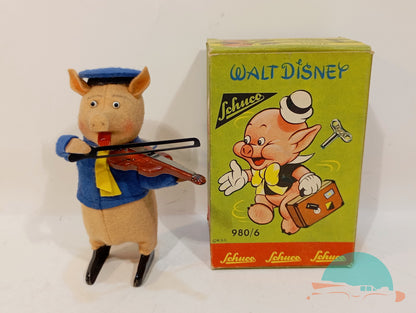Schuco Tanzfigur 980 2 Schweinchen mit Geige im Originalkarton (75053)