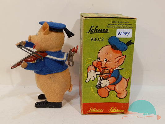 Schuco Dancing Figure 980 2 Piglets with Violin in Original Box (75053)
