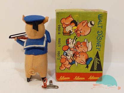 Schuco Tanzfigur 980 2 Schweinchen mit Geige im Originalkarton (75053)