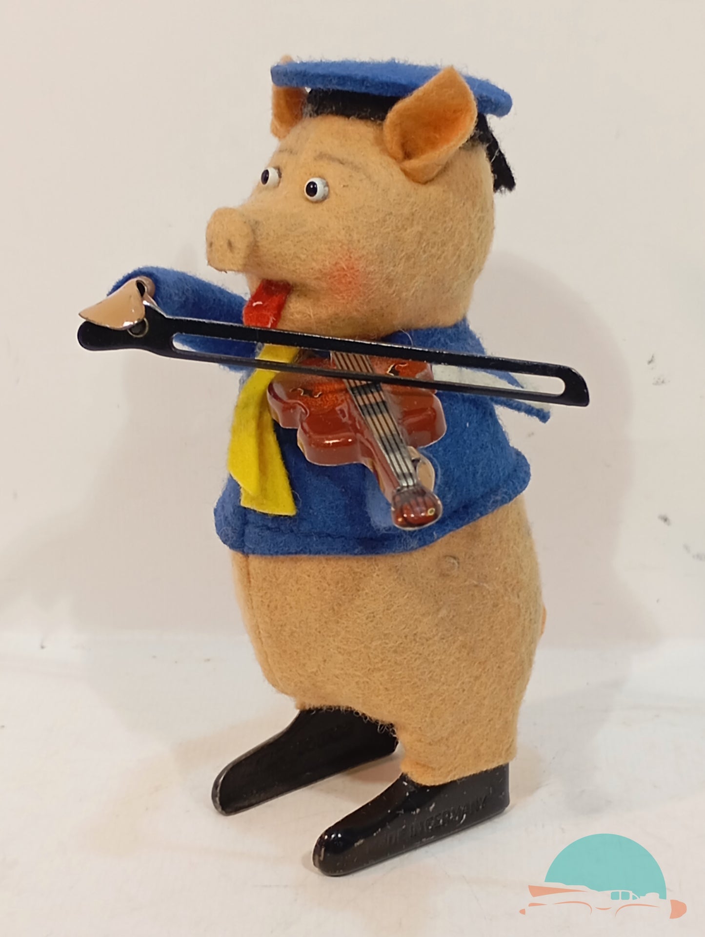Schuco Tanzfigur 980 2 Schweinchen mit Geige im Originalkarton (75053)