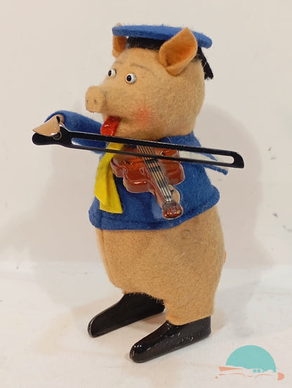 Schuco Tanzfigur 980 2 Schweinchen mit Geige im Originalkarton (75053)
