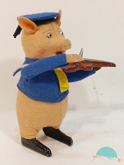 Schuco Tanzfigur 980 2 Schweinchen mit Geige im Originalkarton (75053)