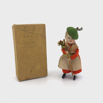 Schuco Dancing Figure Tyrolean Woman with Cane in Original Box (72906)