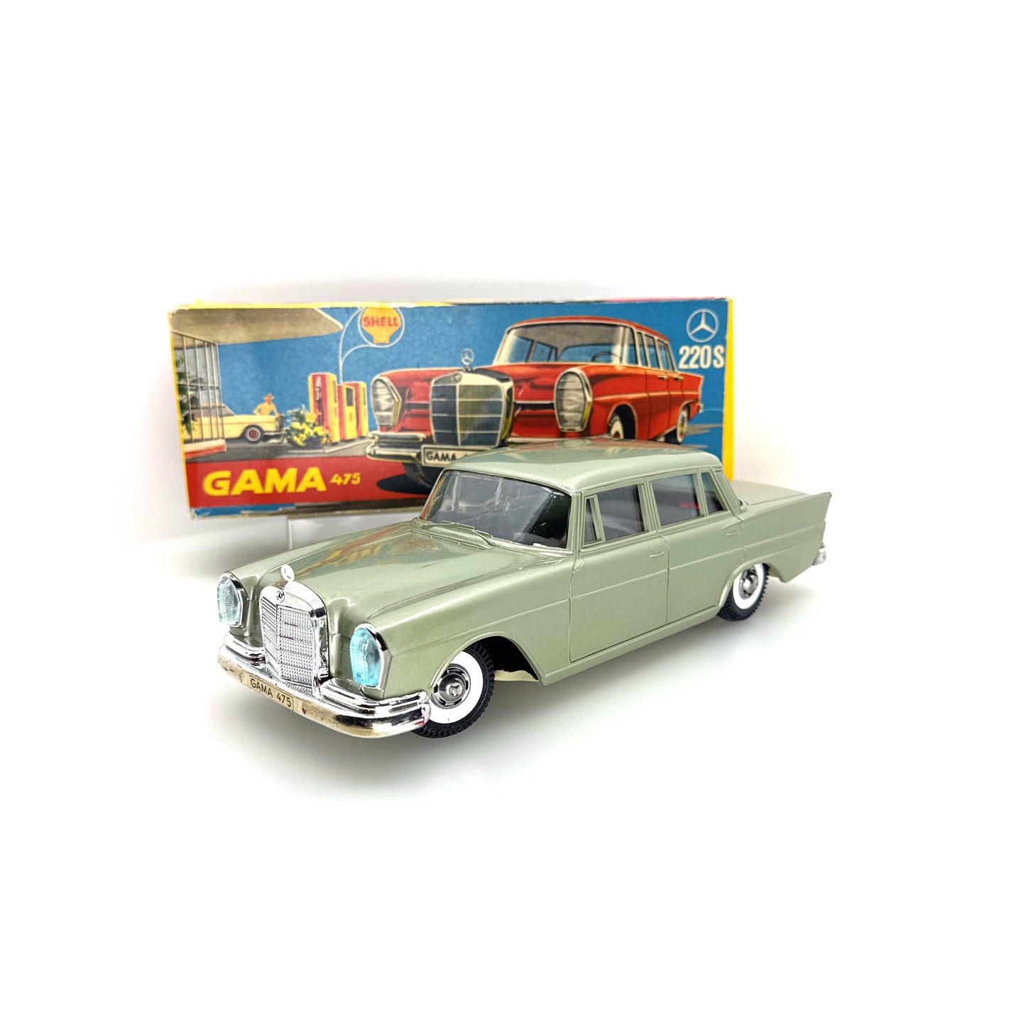 Gama Mercedes Heckflosse 220S Nummer 475 im Originalkarton (74665)